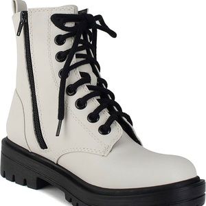 Soda lace up boots with side zipper. White. BRAND NEW.